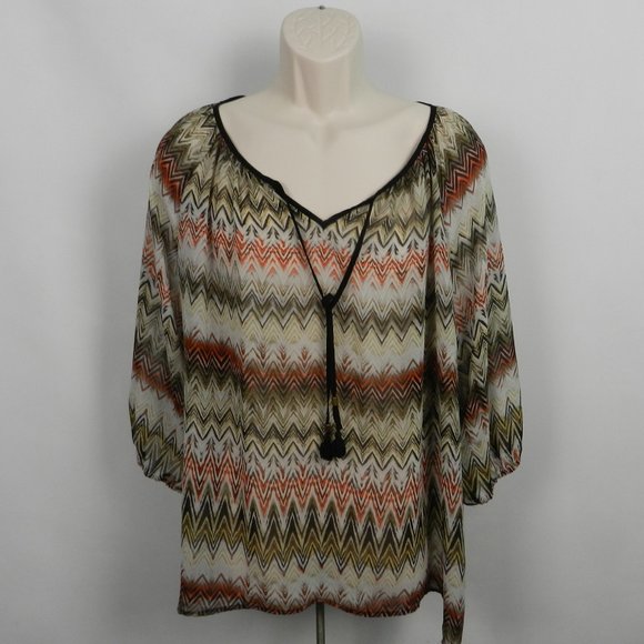 New Direction Women Tops - New Direction Women Chevron Blouse 1 X 3/4 Sleeves